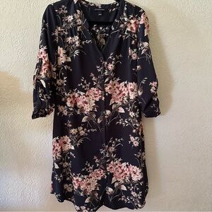 41 Hawthorn Navy/Grey Floral Shirt Dress